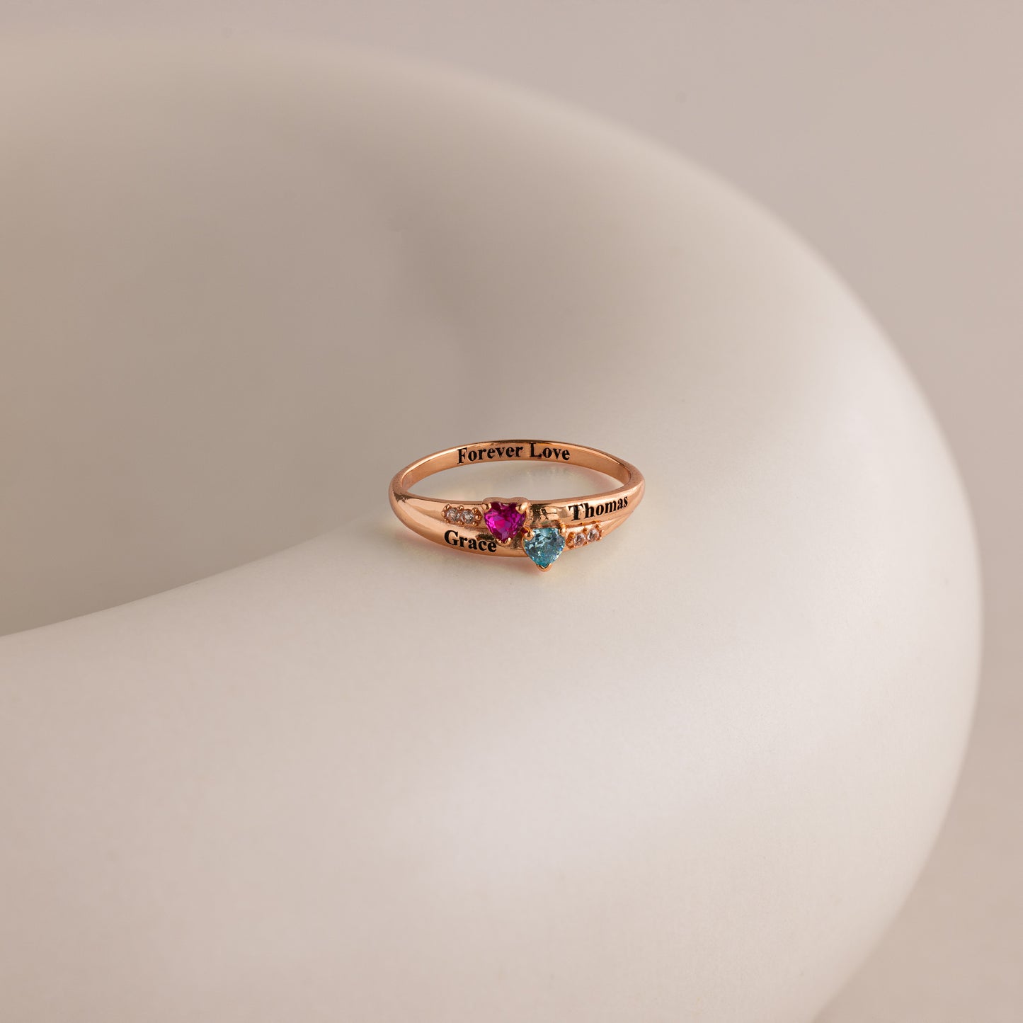 Toi et Moi Interlocking Name Ring in Rose Gold