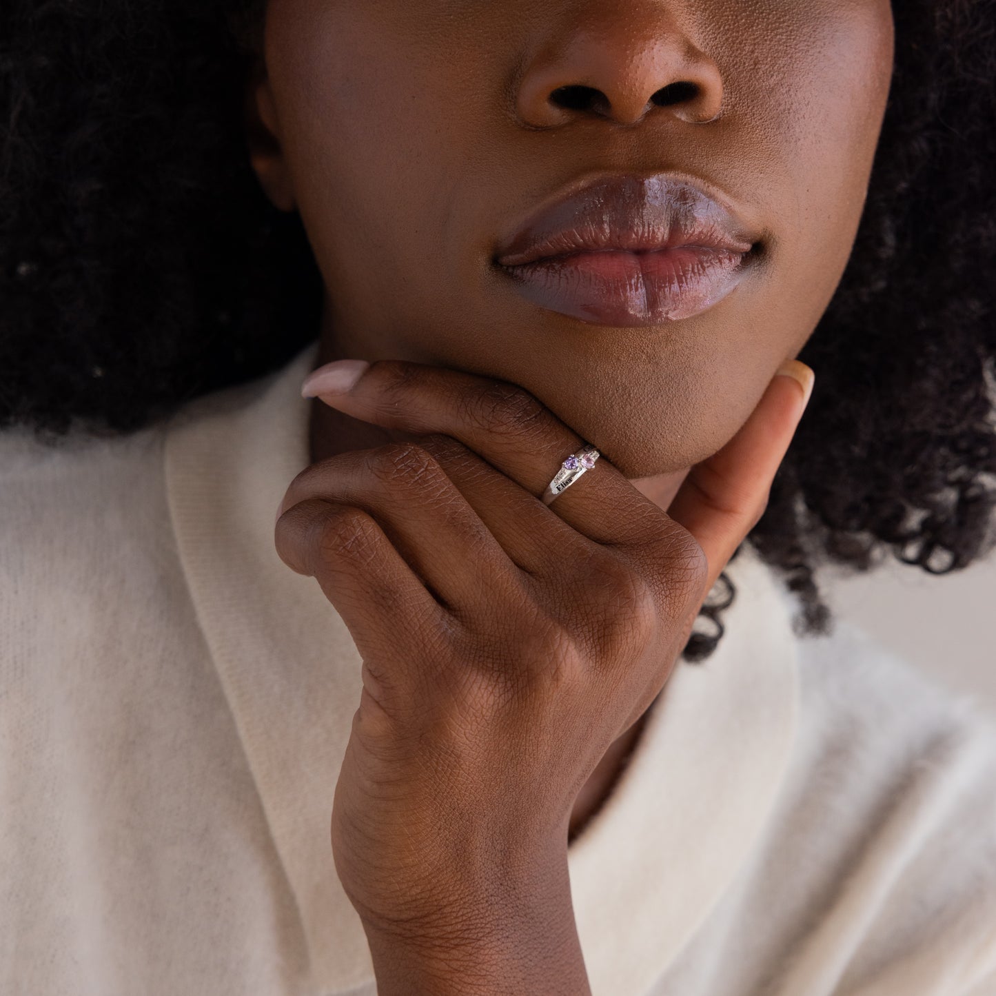 Toi et Moi Interlocking Name Ring in Sterling Silver