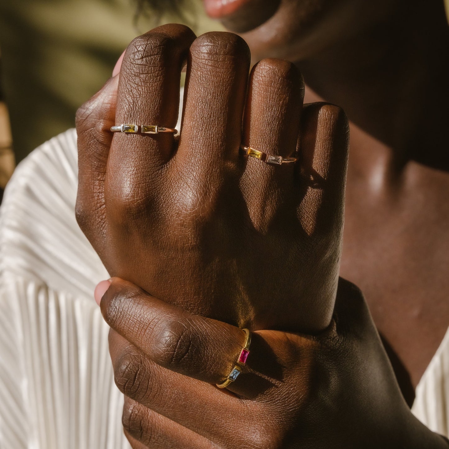 Bague Duo Baguette avec Pierre de Naissance