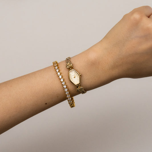 Vintage Ingeborg Floral Chain Gold Watch