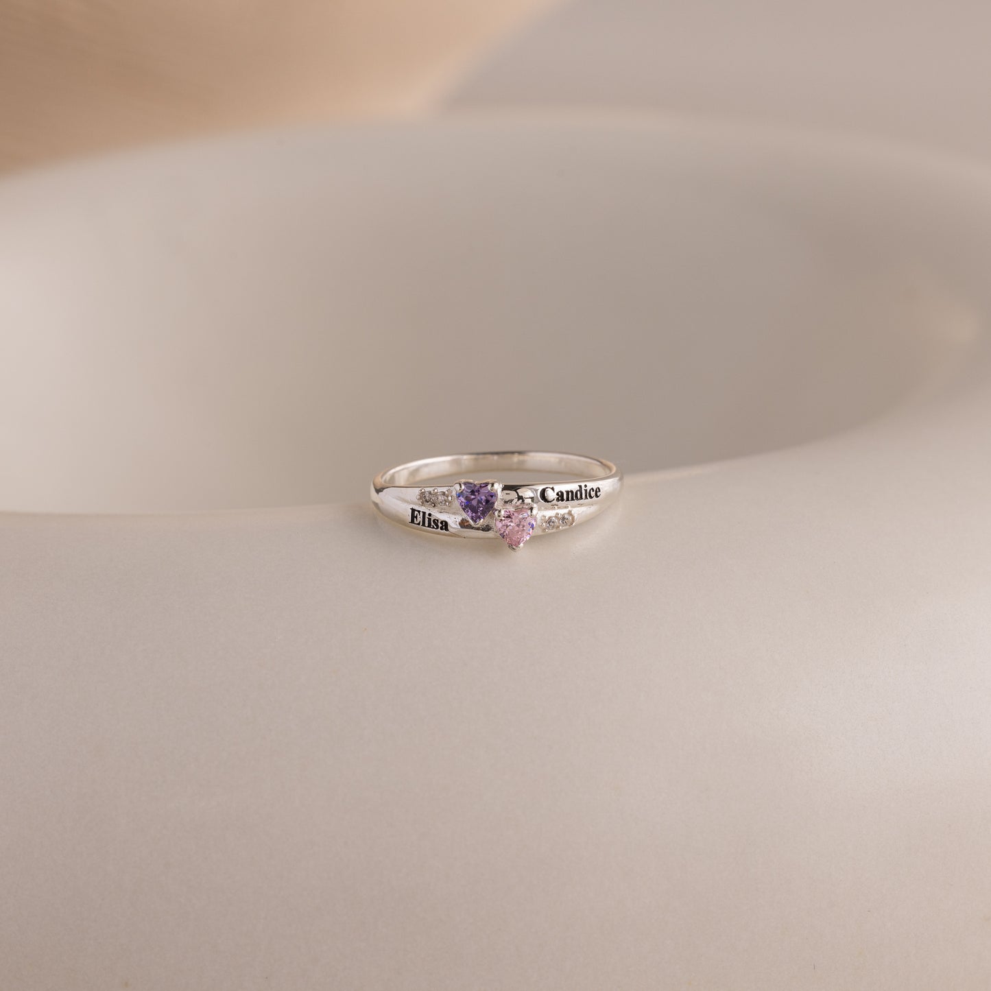 Toi et Moi Interlocking Name Ring in Sterling Silver