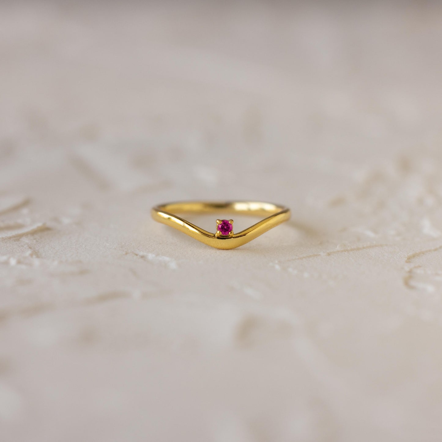 Birthstone Drop Curve Ring in Sterling Silver