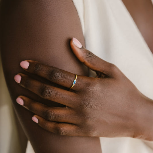 Bague Baguette avec Pierre de Naissance 