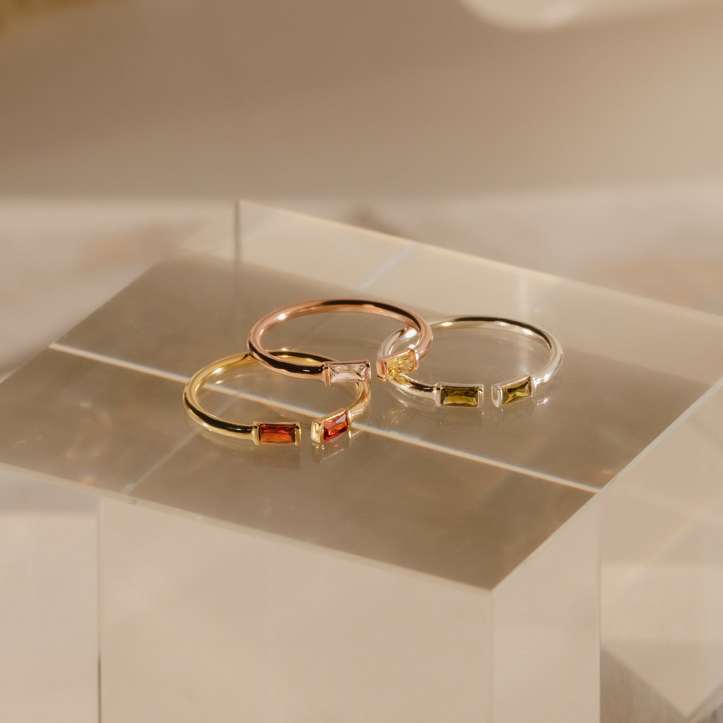 Bague Duo Baguette avec Pierre de Naissance 