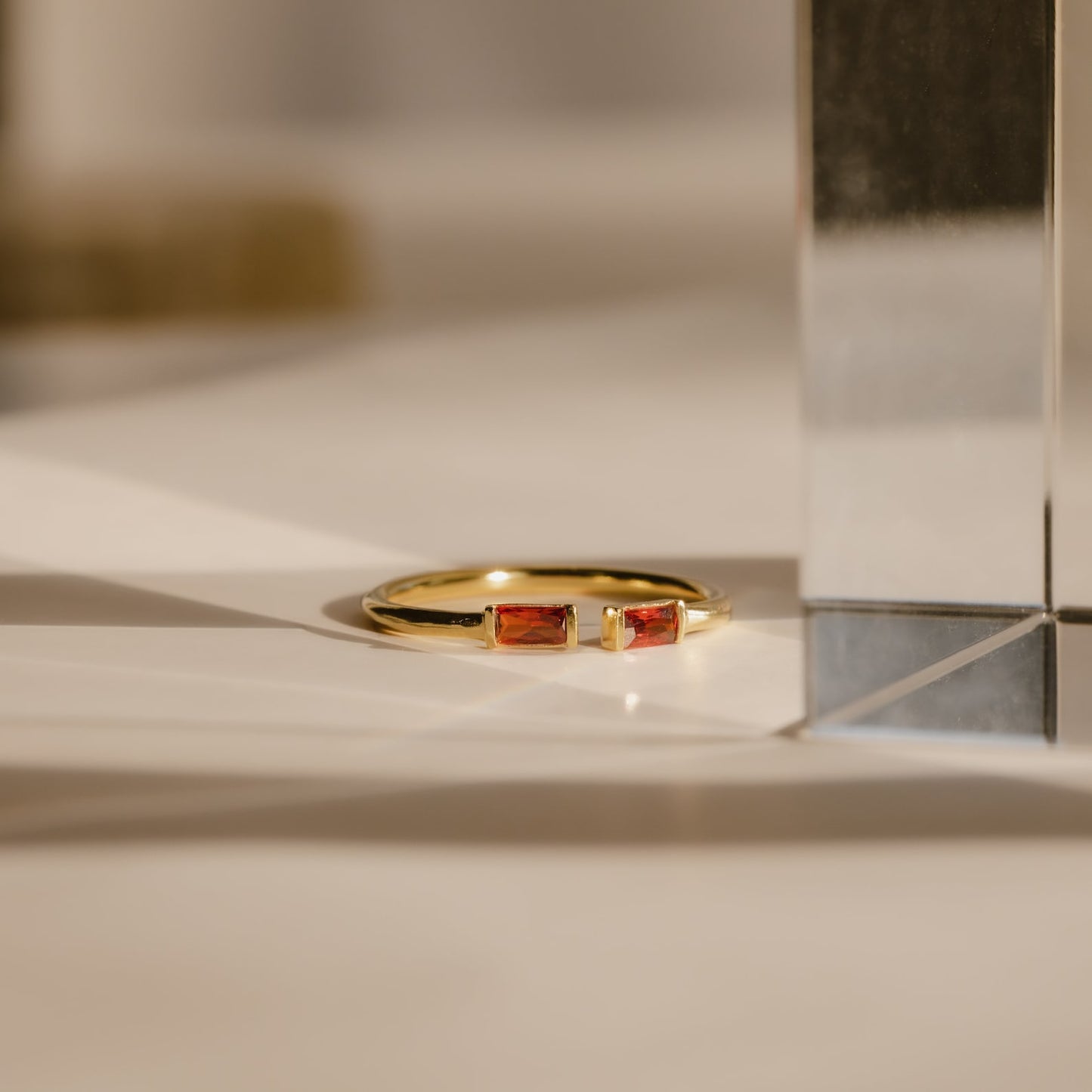 Bague Duo Baguette avec Pierre de Naissance 
