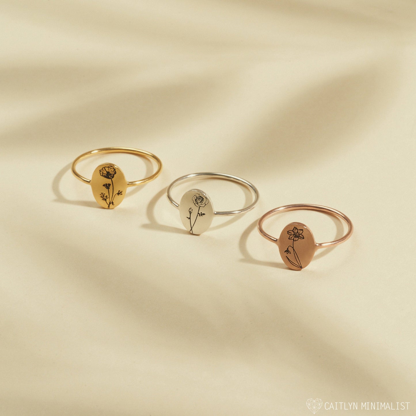 Bague Ovale Fleur de Naissance 