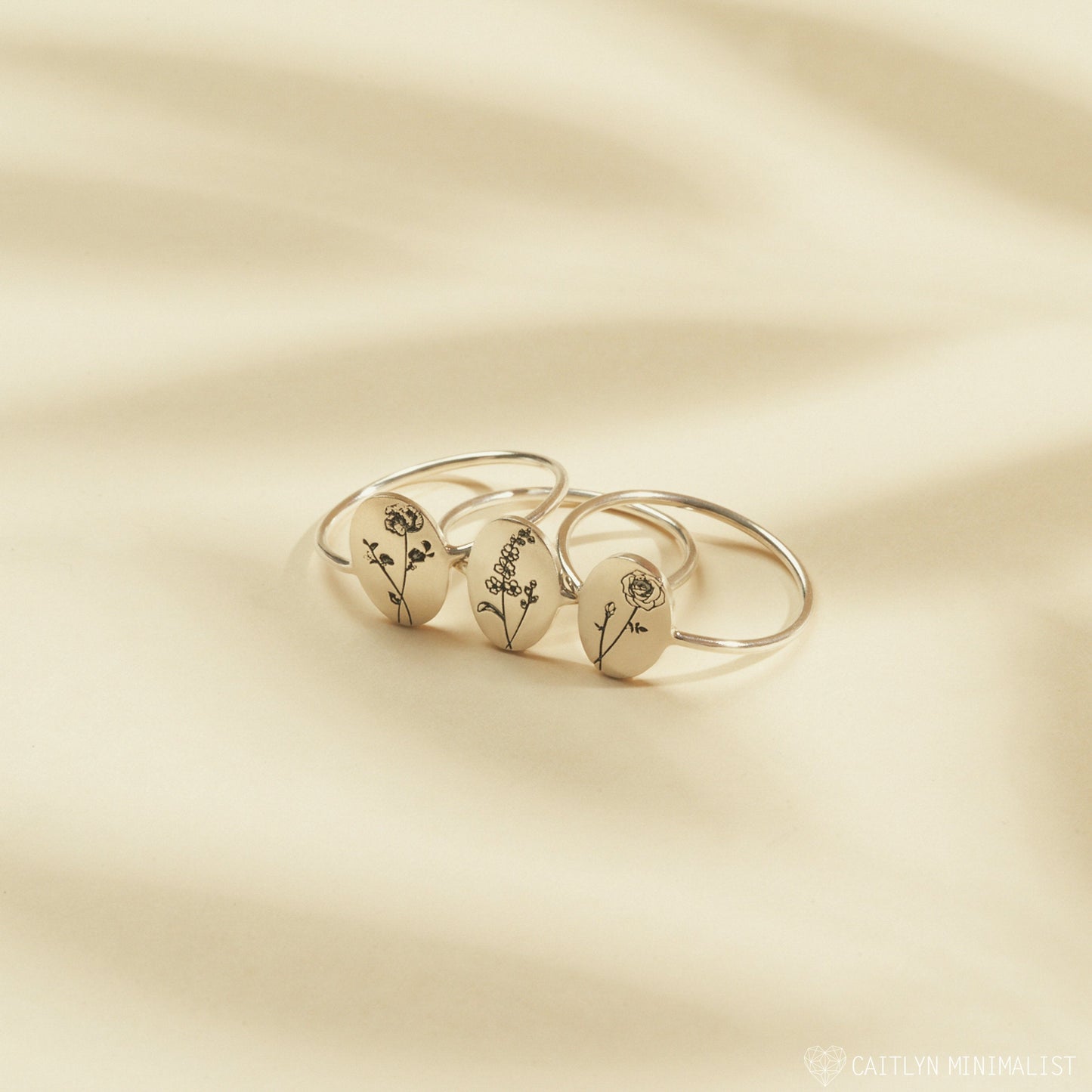 Bague Ovale Fleur de Naissance 